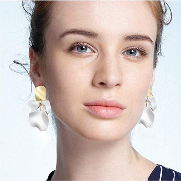 Ava Rose Petal Drop Earrings - Not Accept Offer 4-I-5-101 - Picture 2 of 5